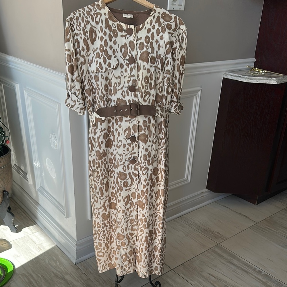 Cream and Tan Puff Sleeve Maxi dress